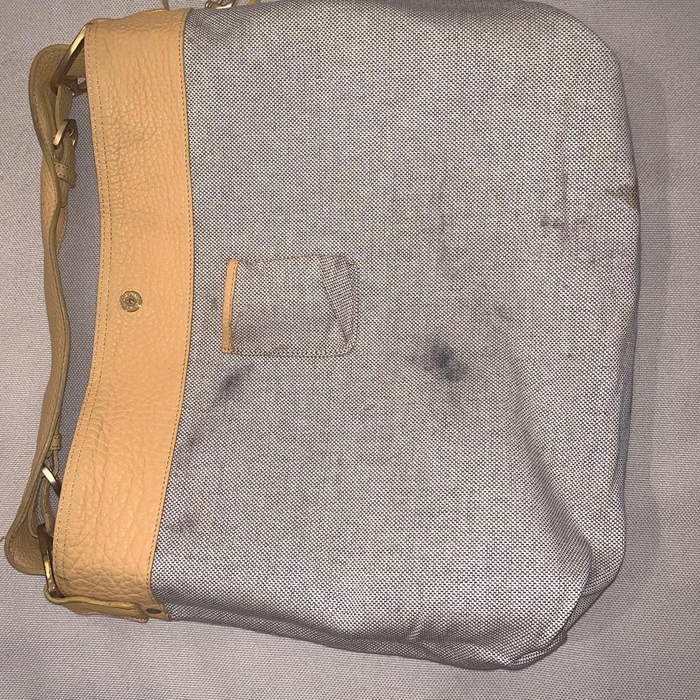 Dooney & Bourke Canvas Signature Hobo Purse Large w/Yellow Leather handle - Picture 10 of 15